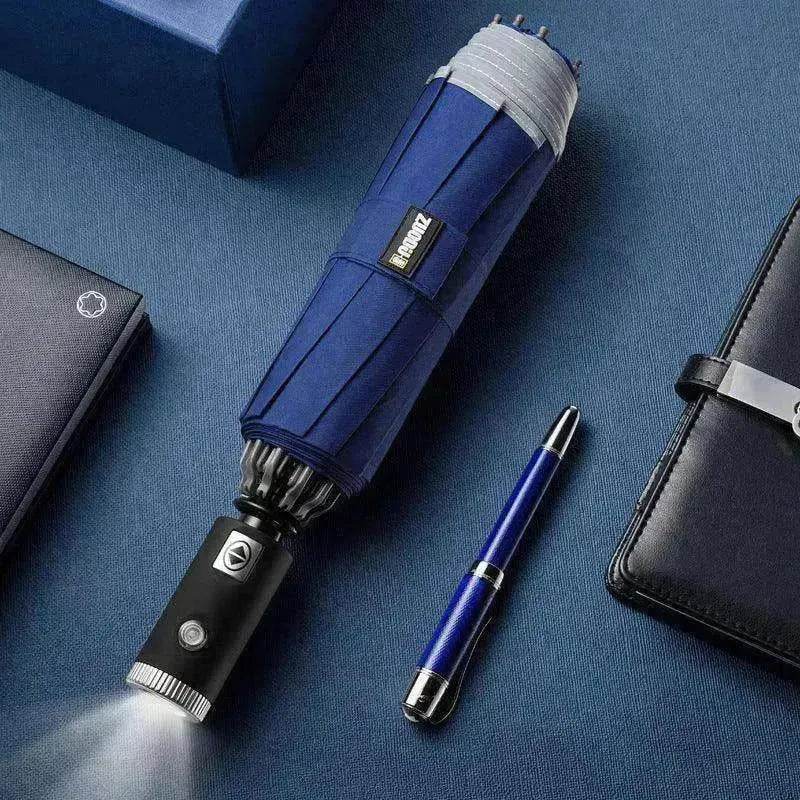 LED Flashlight Lighting Rain and Sunshine Folding Umbrella - Velora