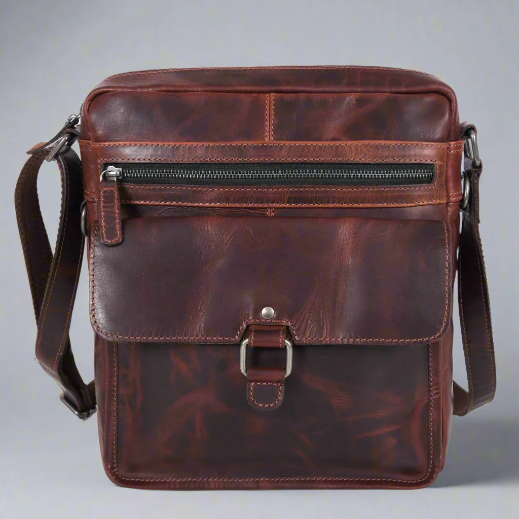 Manhattan Leather Satchel | Buffalo Leather Crossbody Bag for Men & Women Boutique of Leathers/Open Road
