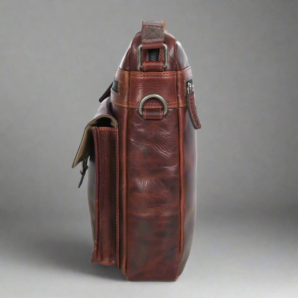 Manhattan Leather Satchel | Buffalo Leather Crossbody Bag for Men & Women Boutique of Leathers/Open Road