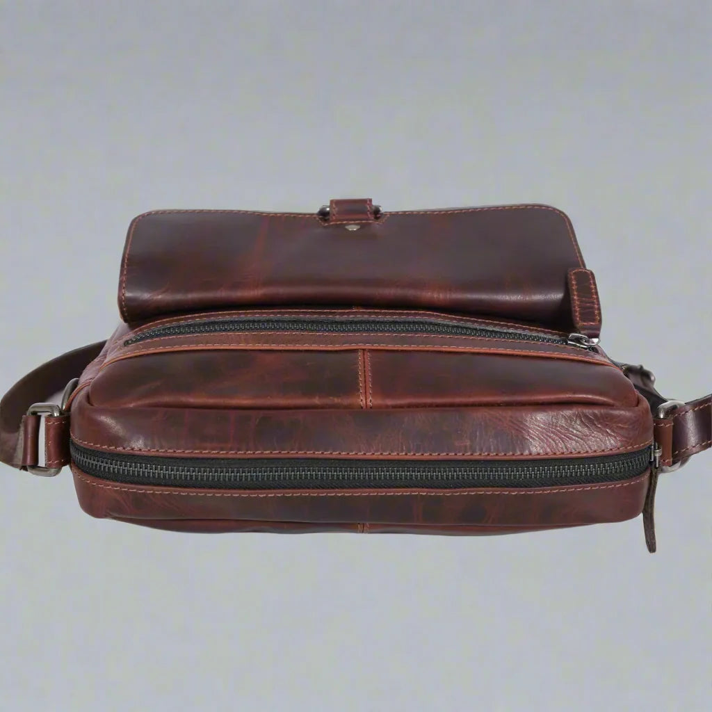 Manhattan Leather Satchel | Buffalo Leather Crossbody Bag for Men & Women Boutique of Leathers/Open Road