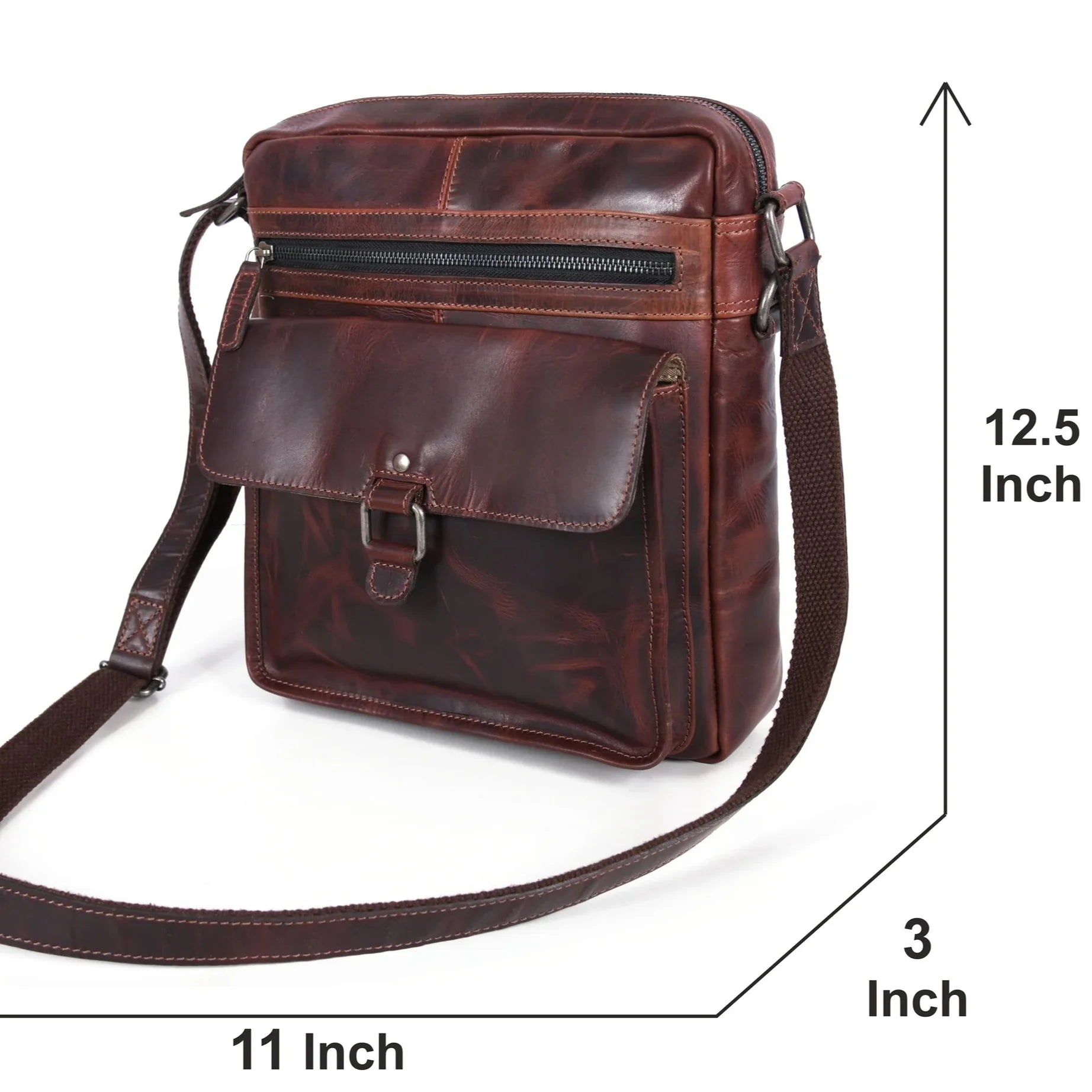 Manhattan Leather Satchel | Buffalo Leather Crossbody Bag for Men & Women Boutique of Leathers/Open Road