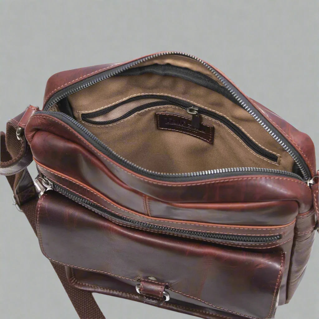 Manhattan Leather Satchel | Buffalo Leather Crossbody Bag for Men & Women Boutique of Leathers/Open Road