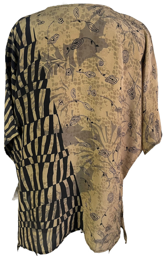 PRC7150 Avatar Pure Silk Long Tunic with Side Ties - Velora