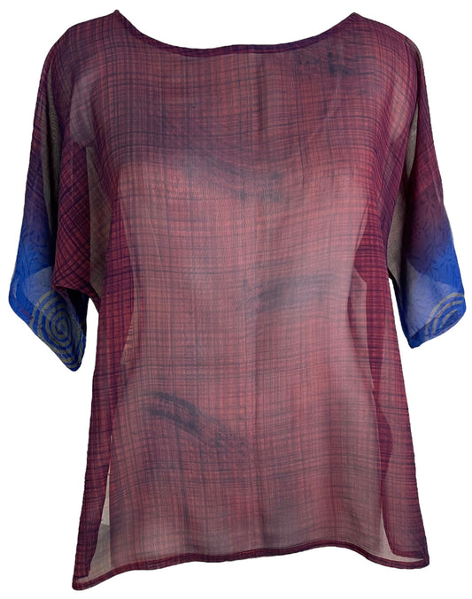 PRG6507 Sheer Avatar Pure Silk Side Slit Top - Velora