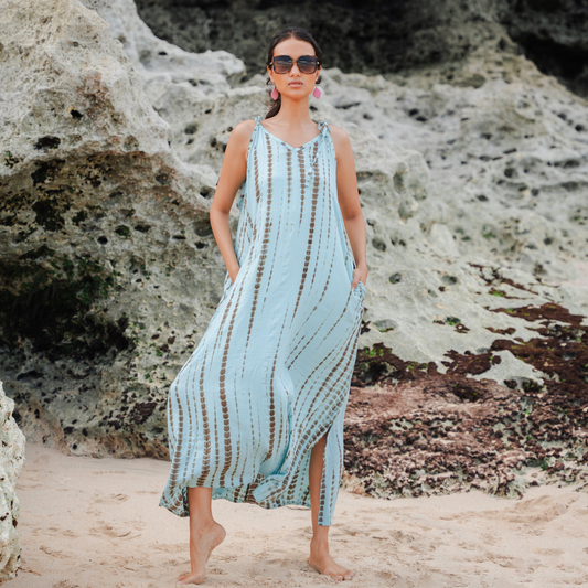 Simple Bone Tie Dye Dress - Mint