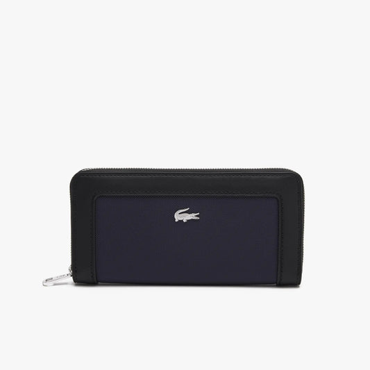 Lacoste Womens Large Nilly RFID Protect Zipped Billfold Wallet Dark Sapphires/Black One Size