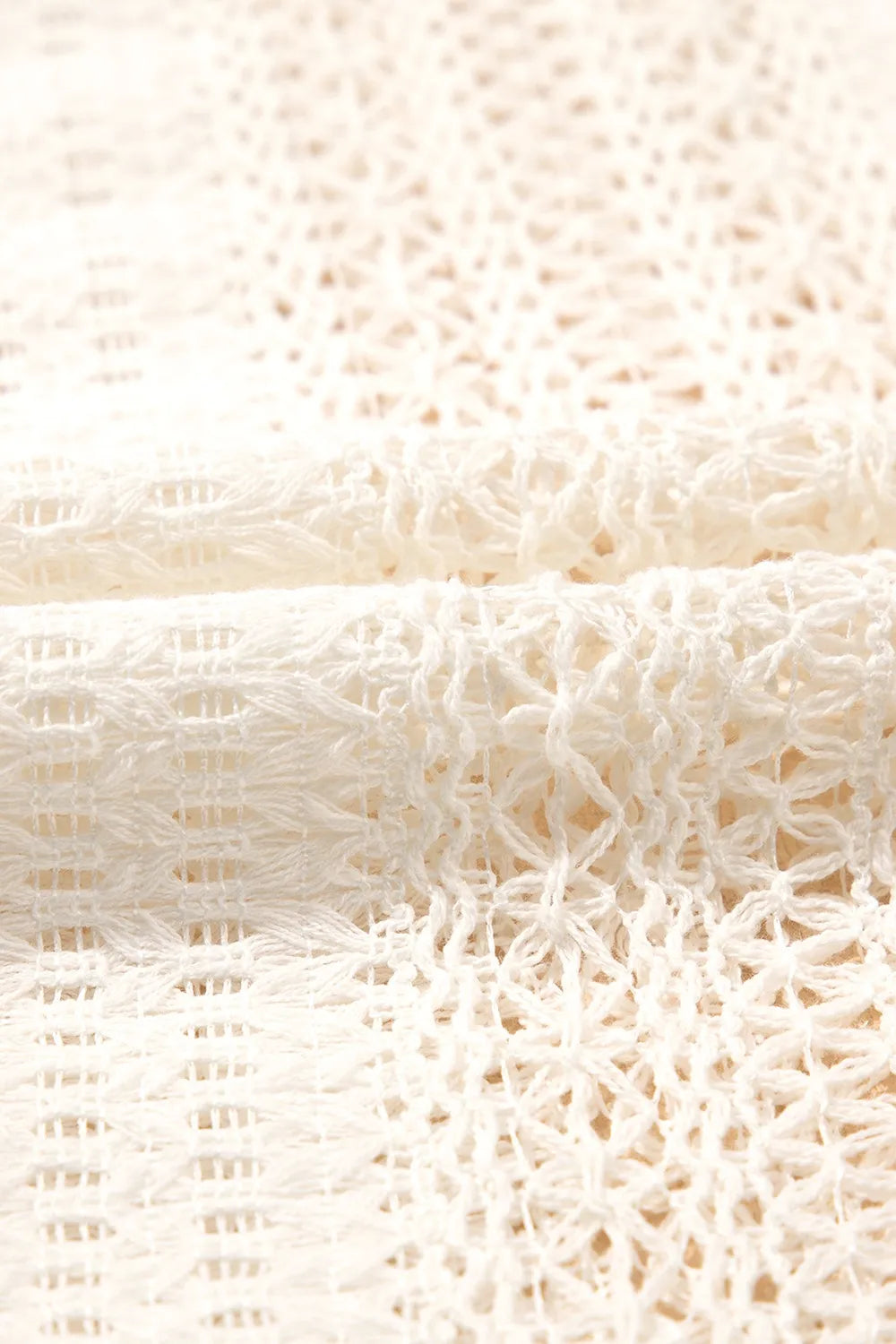 Lace Crochet Collared Neck Oversized Shirt - Velora Luxury Fashion