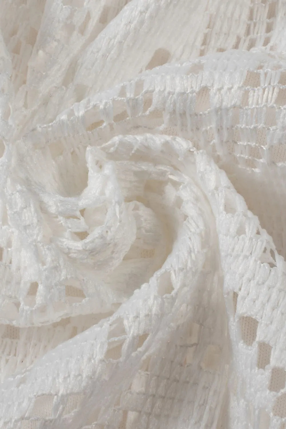 Lace Crochet Hollowed Scallop Hem V Neck Blouse - Velora Luxury Fashion