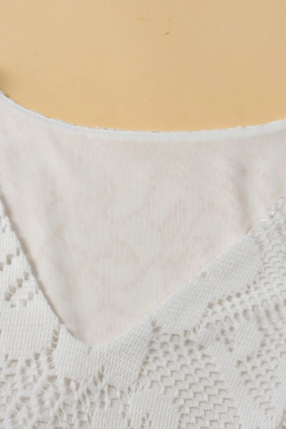 Lace Crochet Hollowed Scallop Hem V Neck Blouse - Velora Luxury Fashion