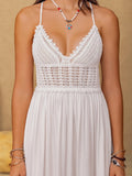 Lace Detail Crochet Tiered Maxi Cami Dress - Velora Luxury Fashion