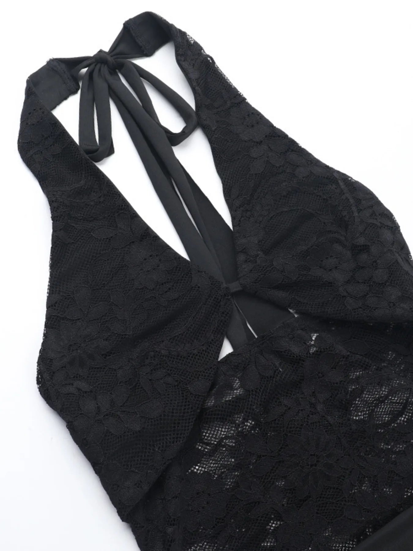 Lace Halter Neck Mini Dress - Velora Luxury Fashion