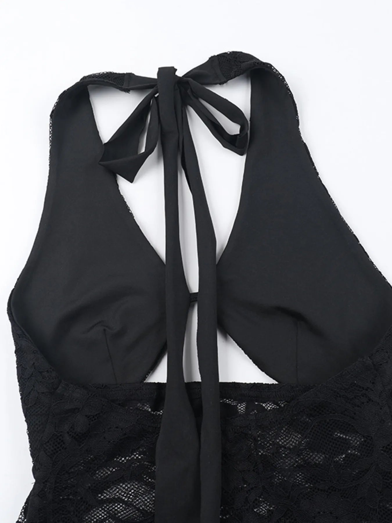 Lace Halter Neck Mini Dress - Velora Luxury Fashion