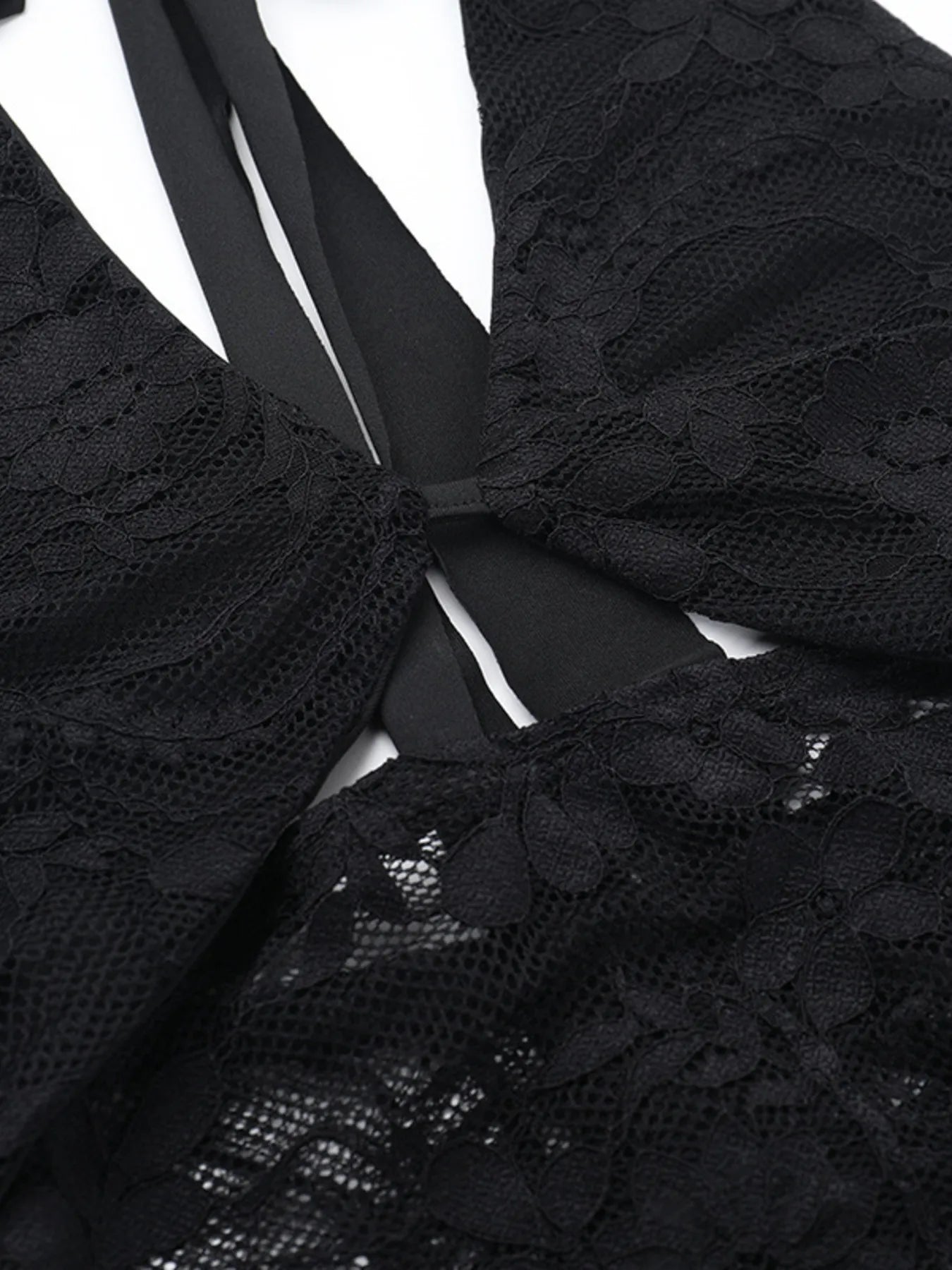 Lace Halter Neck Mini Dress - Velora Luxury Fashion