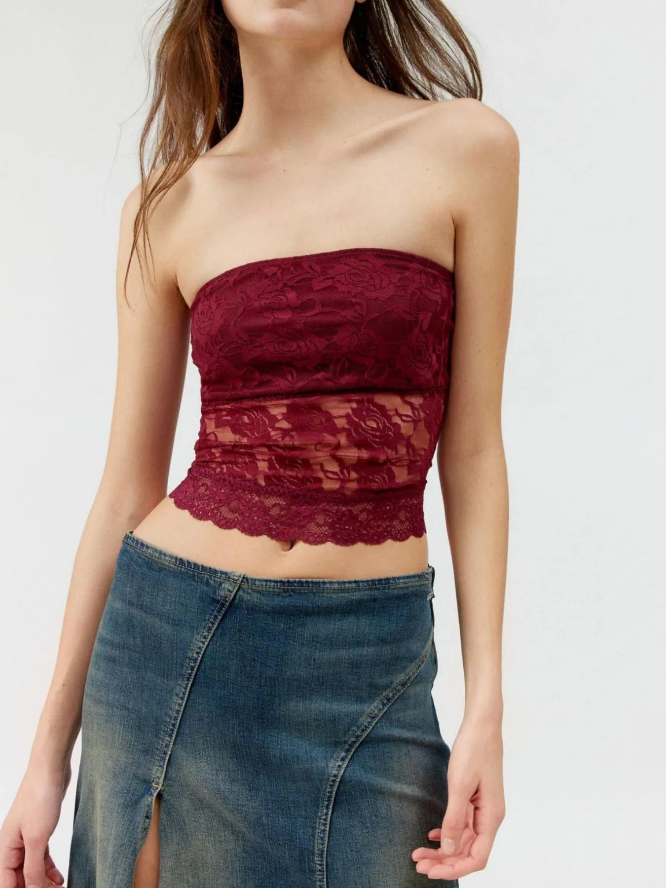Lace Strapless Tube Top - Velora Luxury Fashion