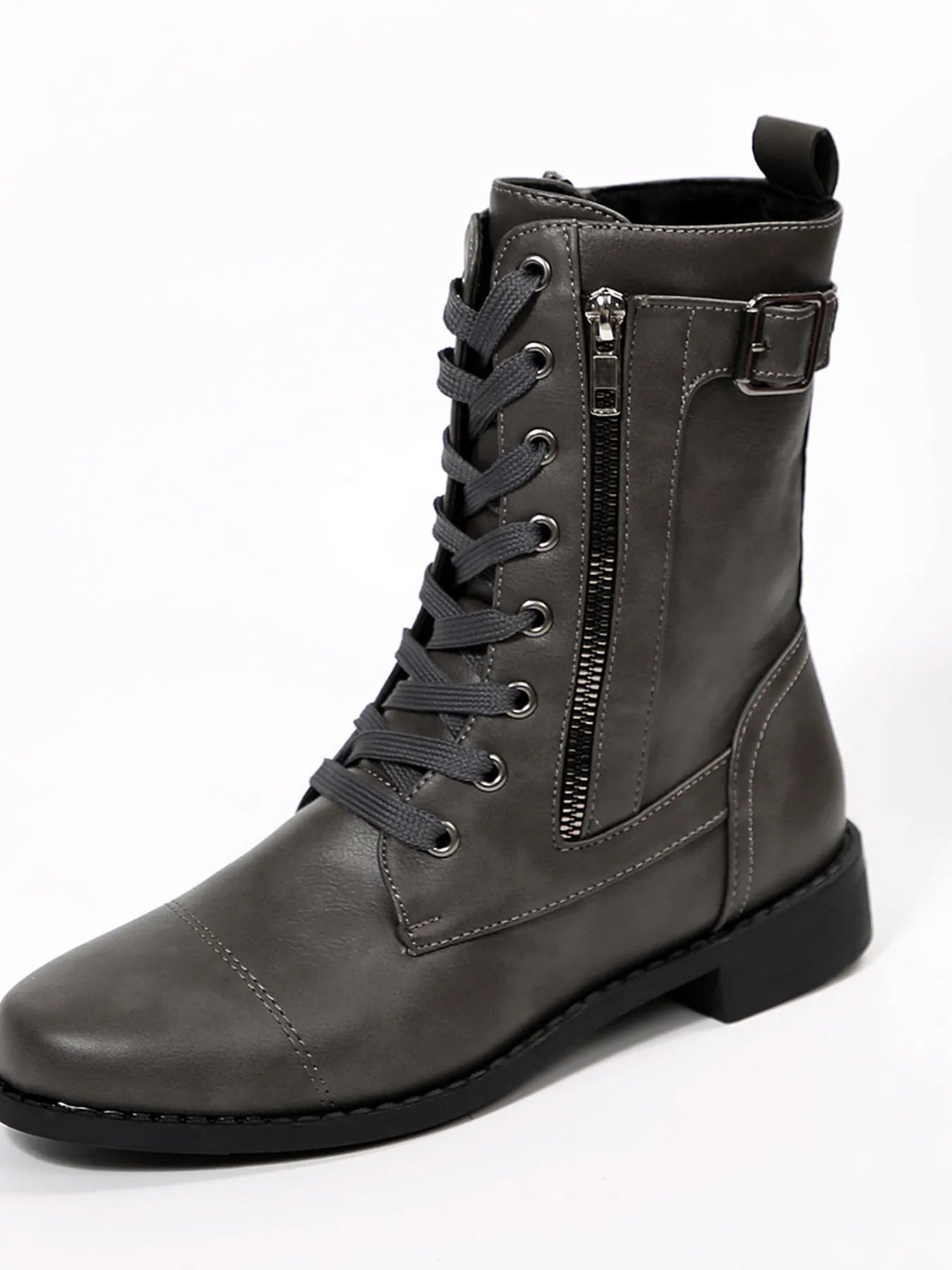 Lace Up Round Toe Boots - Velora Luxury Fashion