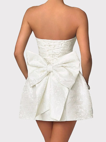 Lace-Up Sleeveless Satin Mini Dress with Bow - Velora Luxury Fashion
