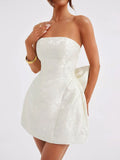 Lace-Up Sleeveless Satin Mini Dress with Bow - Velora Luxury Fashion