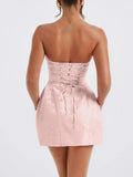 Lace-Up Sleeveless Satin Mini Dress with Bow - Velora Luxury Fashion