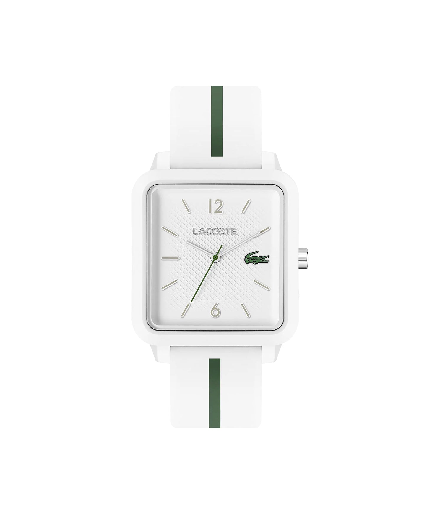 Lacoste 12.12 Studio Mens SS Case Quartz Watch with White Rubber Strap (Model: 2011251) - Velora Luxury Fashion