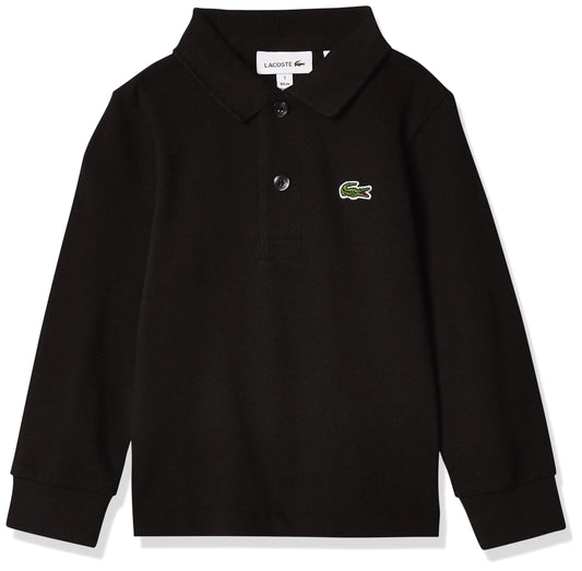 Lacoste Little Boys Boy (l1912) Long Sleeve Classic Pique Polo Black 5 - Velora Luxury Fashion