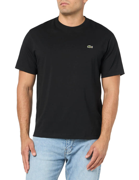 Lacoste Mens Short Sleeve Classic Fit Crew Neck Cotton T-Shirt Black - Velora Luxury Fashion