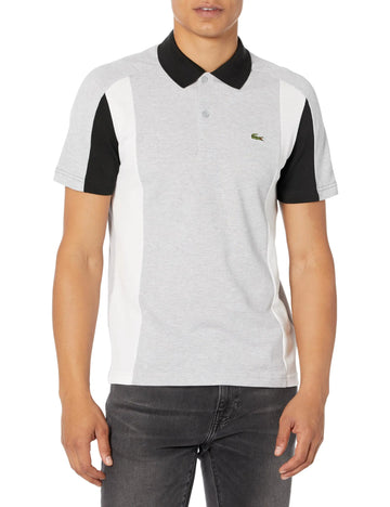 Lacoste Mens Short Sleeve Regular Fit Tri-Color Colorblock Polo Shirt - Velora Luxury Fashion