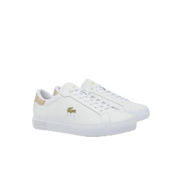 Lacoste Womens Powercourt Sneaker WHT/LT BRW 7 - Velora Luxury Fashion