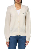 Lacoste WomensCashmere CardiganCream40 - Velora Luxury Fashion