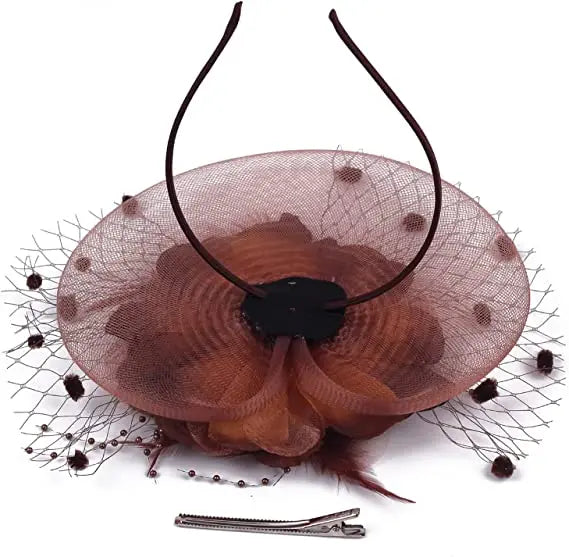 Lady Fancy Mesh Wedding Fascinators Hats for Womens Headwear Veil Flower Cocktail Tea Party Church Derby Hat Chapeu Feminino - Velora Luxury Fashion