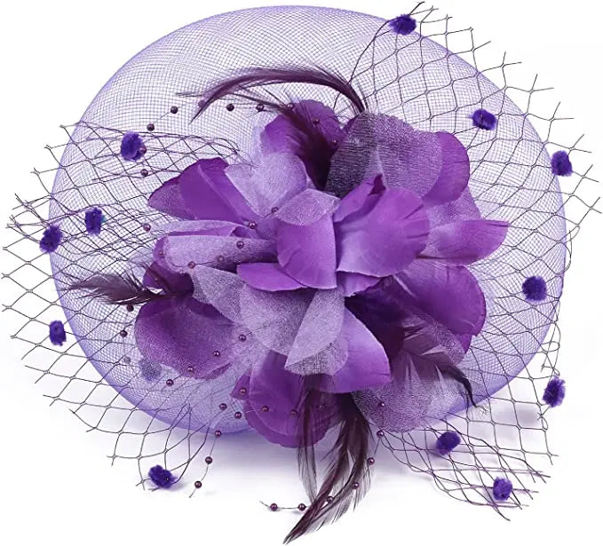 Lady Fancy Mesh Wedding Fascinators Hats for Womens Headwear Veil Flower Cocktail Tea Party Church Derby Hat Chapeu Feminino - Velora Luxury Fashion