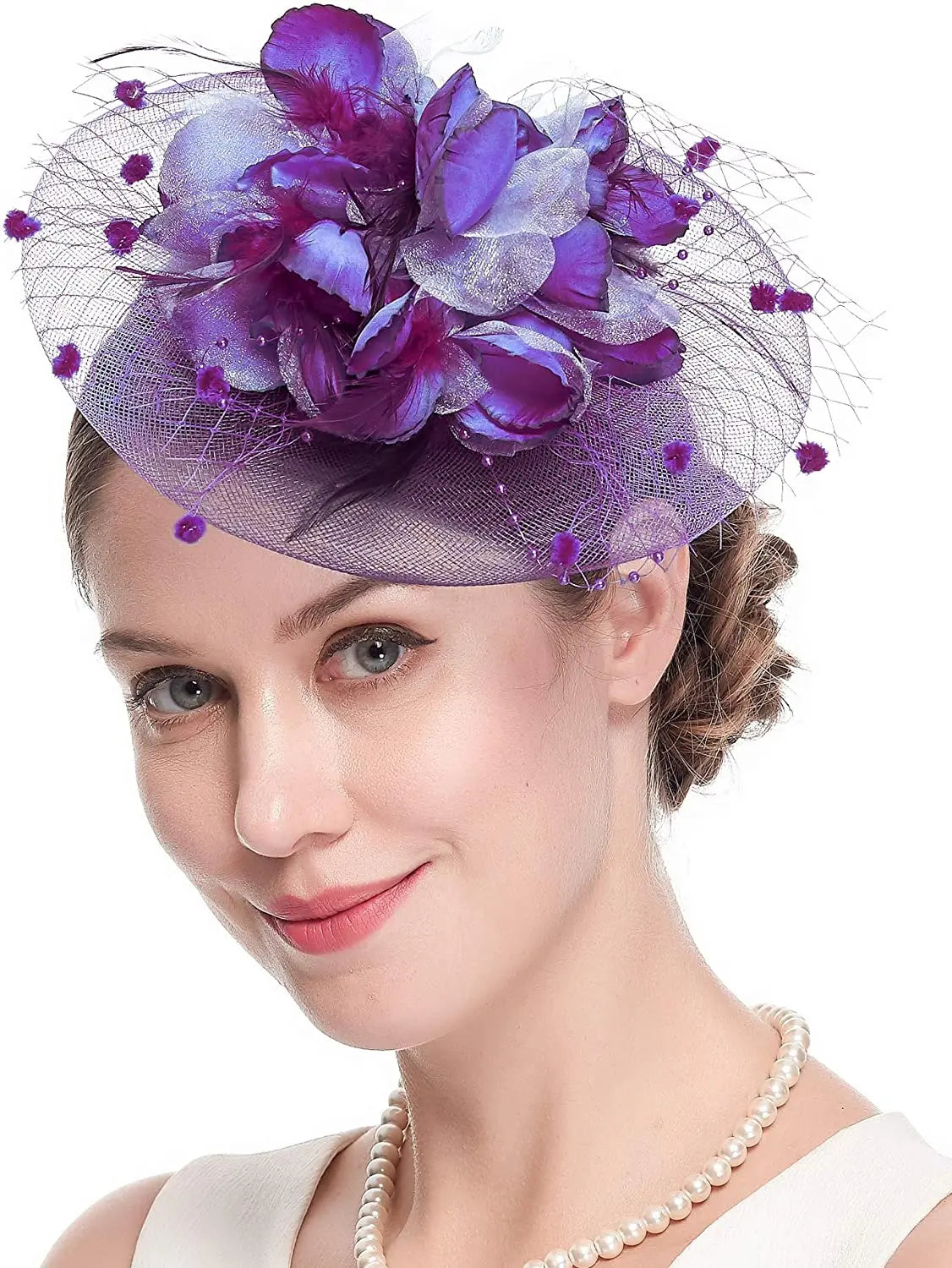 Lady Fancy Mesh Wedding Fascinators Hats for Womens Headwear Veil Flower Cocktail Tea Party Church Derby Hat Chapeu Feminino - Velora Luxury Fashion