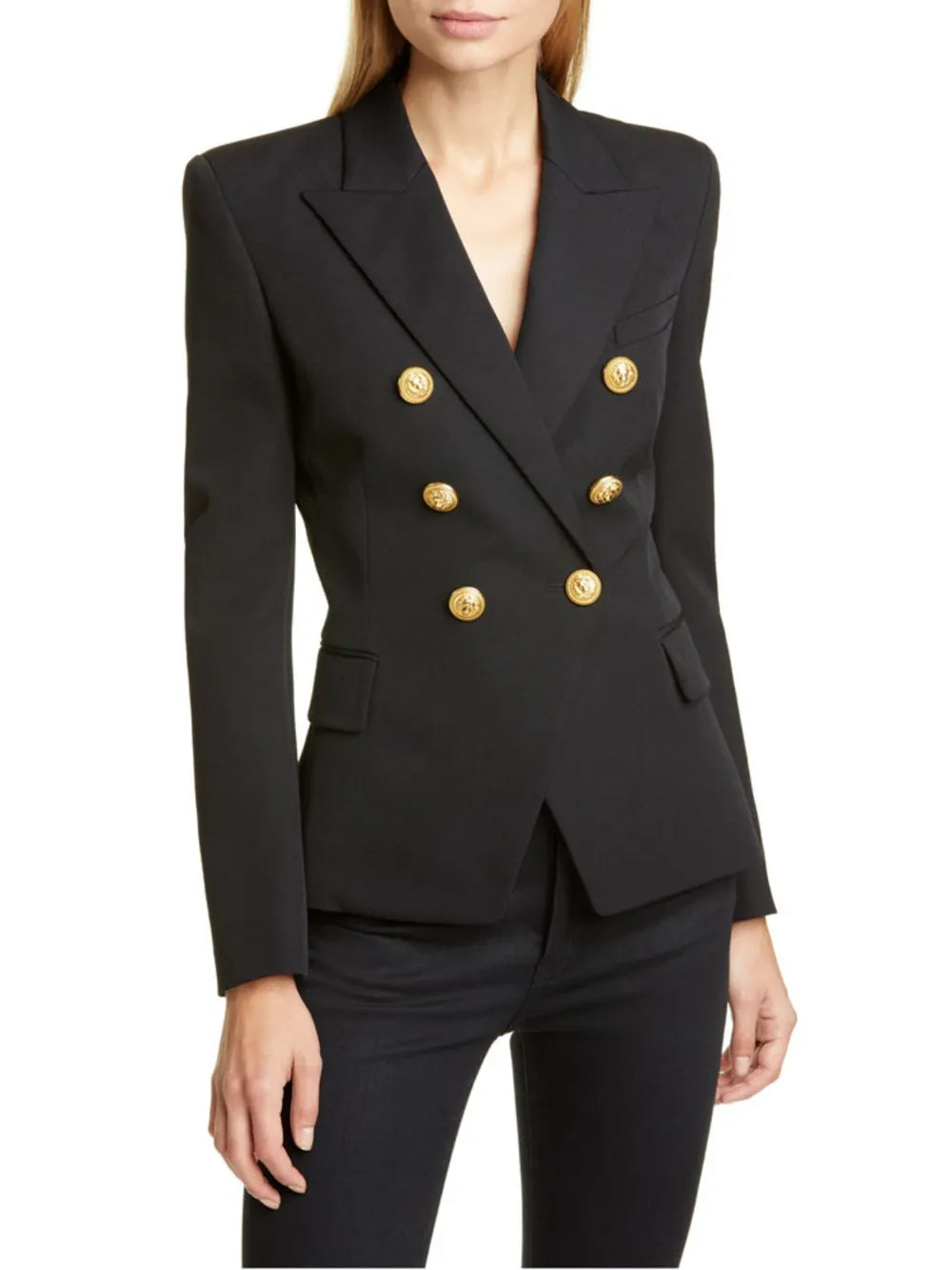 Lapel Collar Long Sleeve Blazer - Velora Luxury Fashion