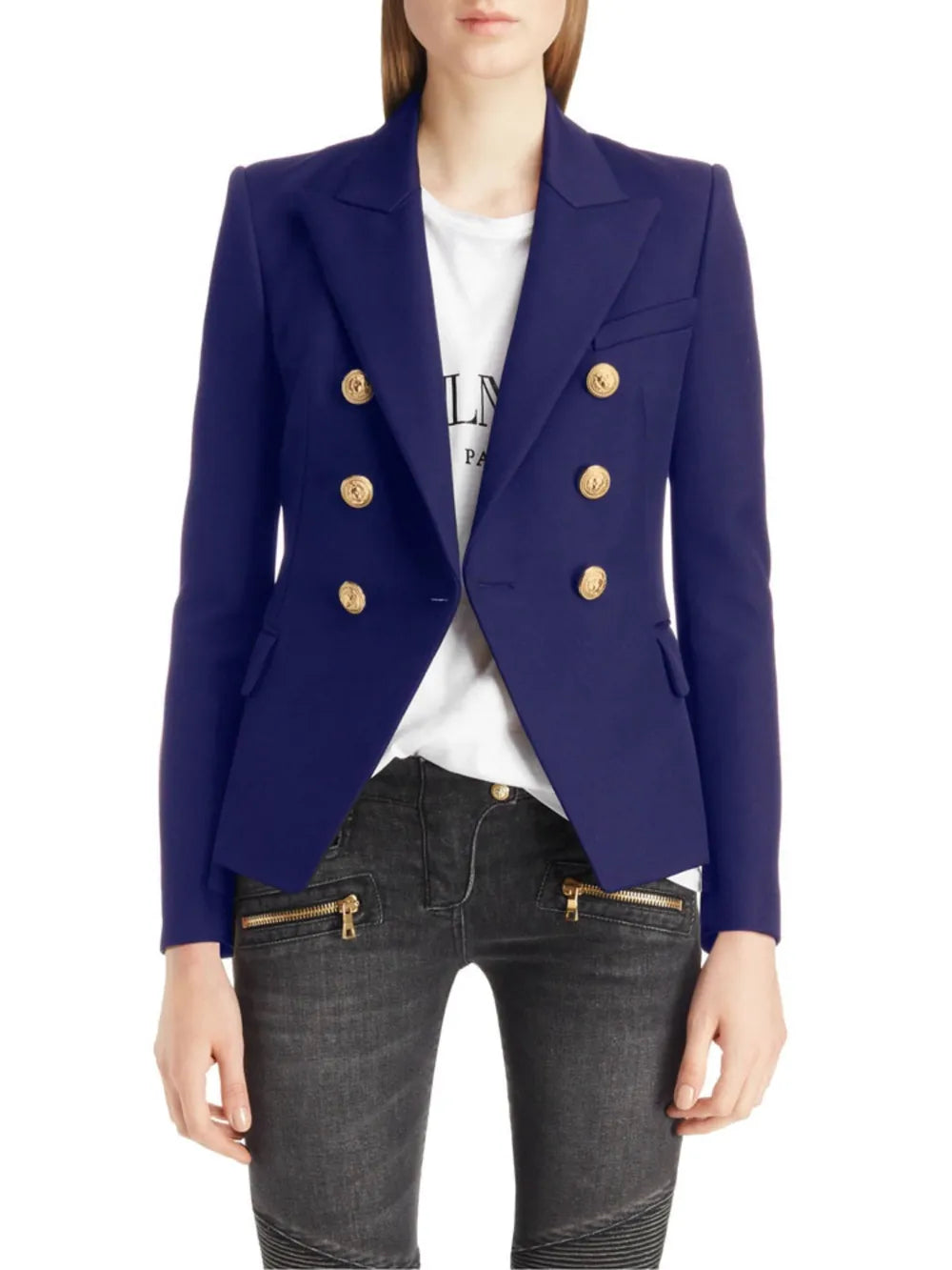 Lapel Collar Long Sleeve Blazer - Velora Luxury Fashion