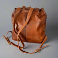 Leather Drawstring Backpack - Velora Luxury Fashion
