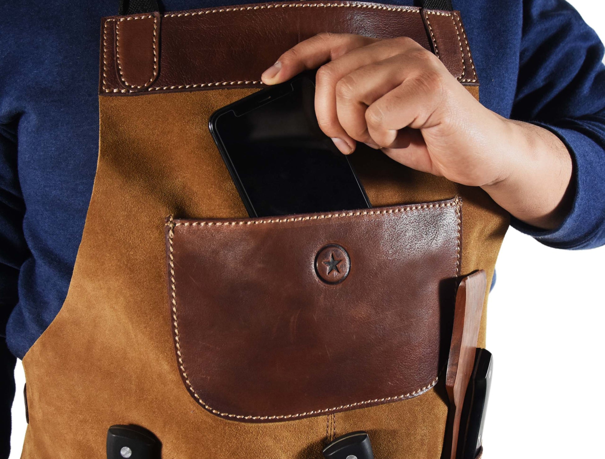 Leather Suede Apron - ( AP - 18 ) - Velora Luxury Fashion