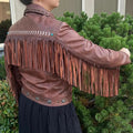 Leather Western Jacket with Fringe - Velora Luxury Fashion