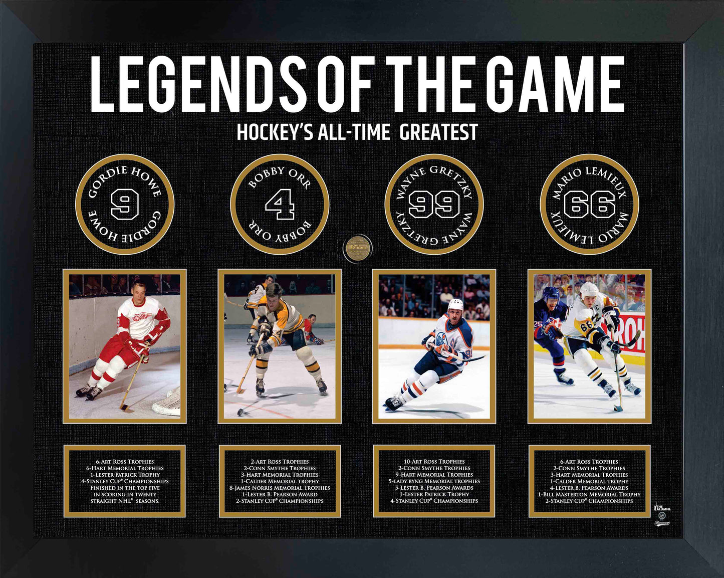 Legends of Hockey: Howe, Orr, Gretzky, Lemieux - Framed Collage - Velora Luxury Fashion
