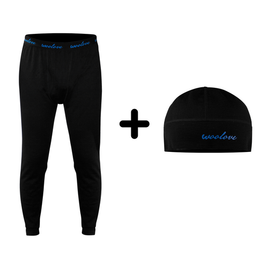 Men's 100% Merino Wool Long Underwear + Beanie - Velora