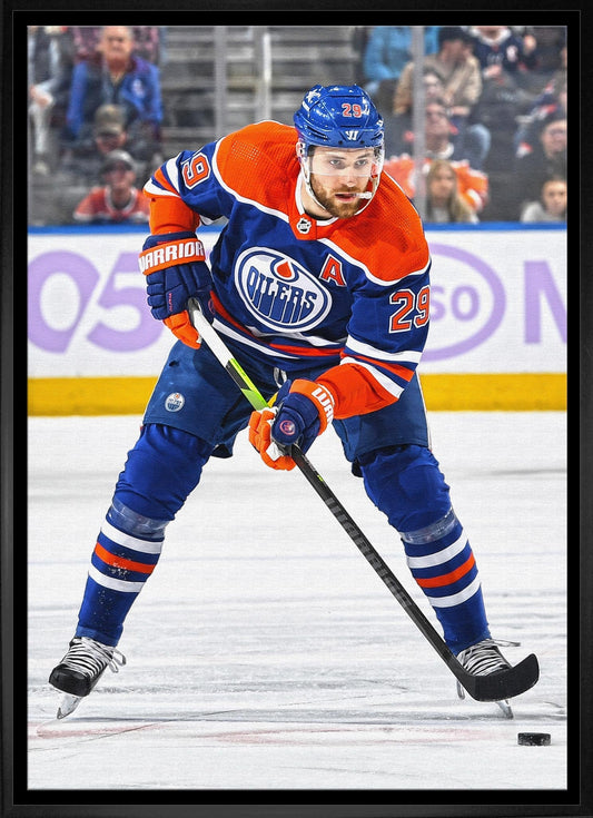 Leon Draisaitl Framed 20x29 Canvas Oilers Action-V - Velora Luxury Fashion