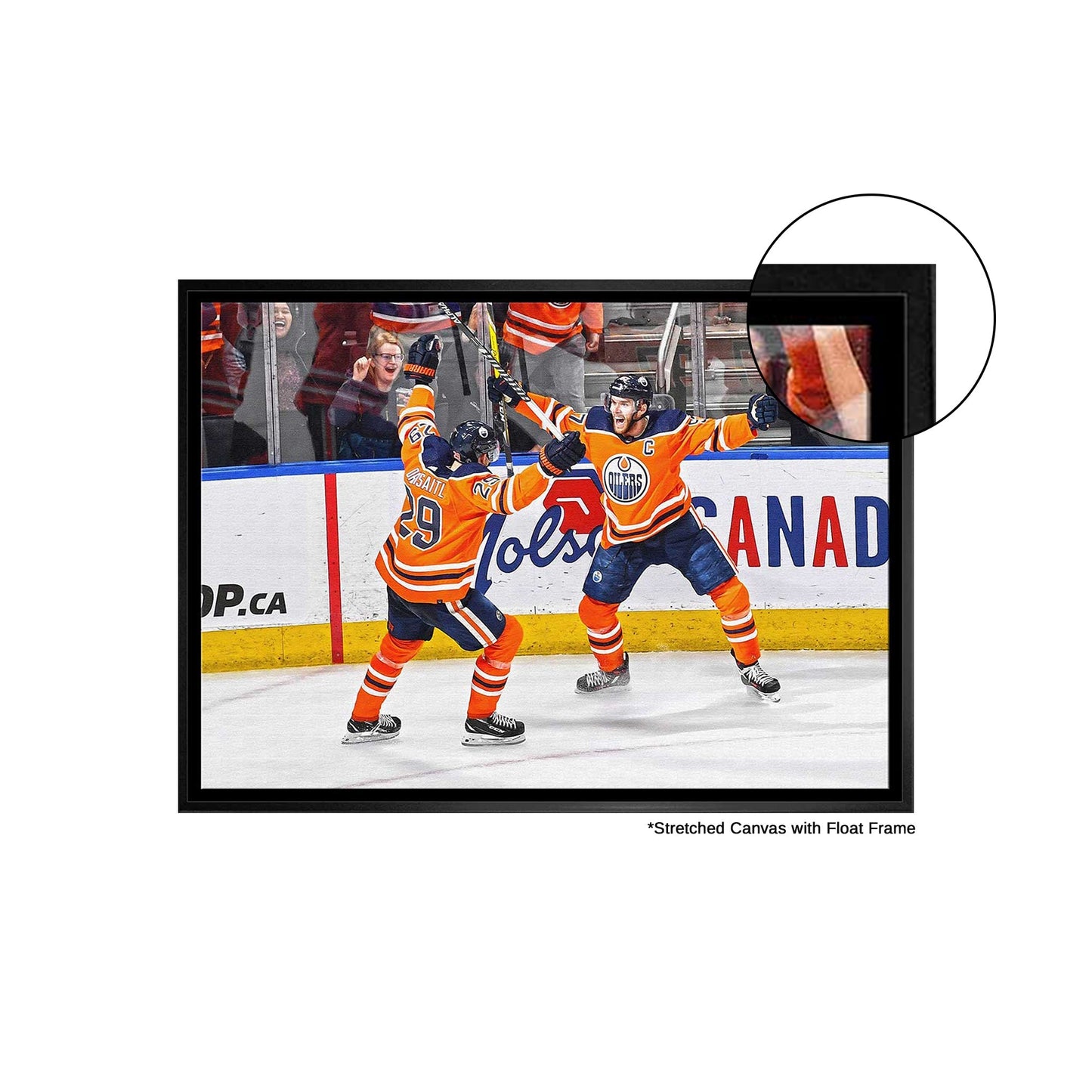 Leon Draisaitl and Connor McDavid 20x29 Framed Canvas Oilers Celebration-H - Velora Luxury Fashion