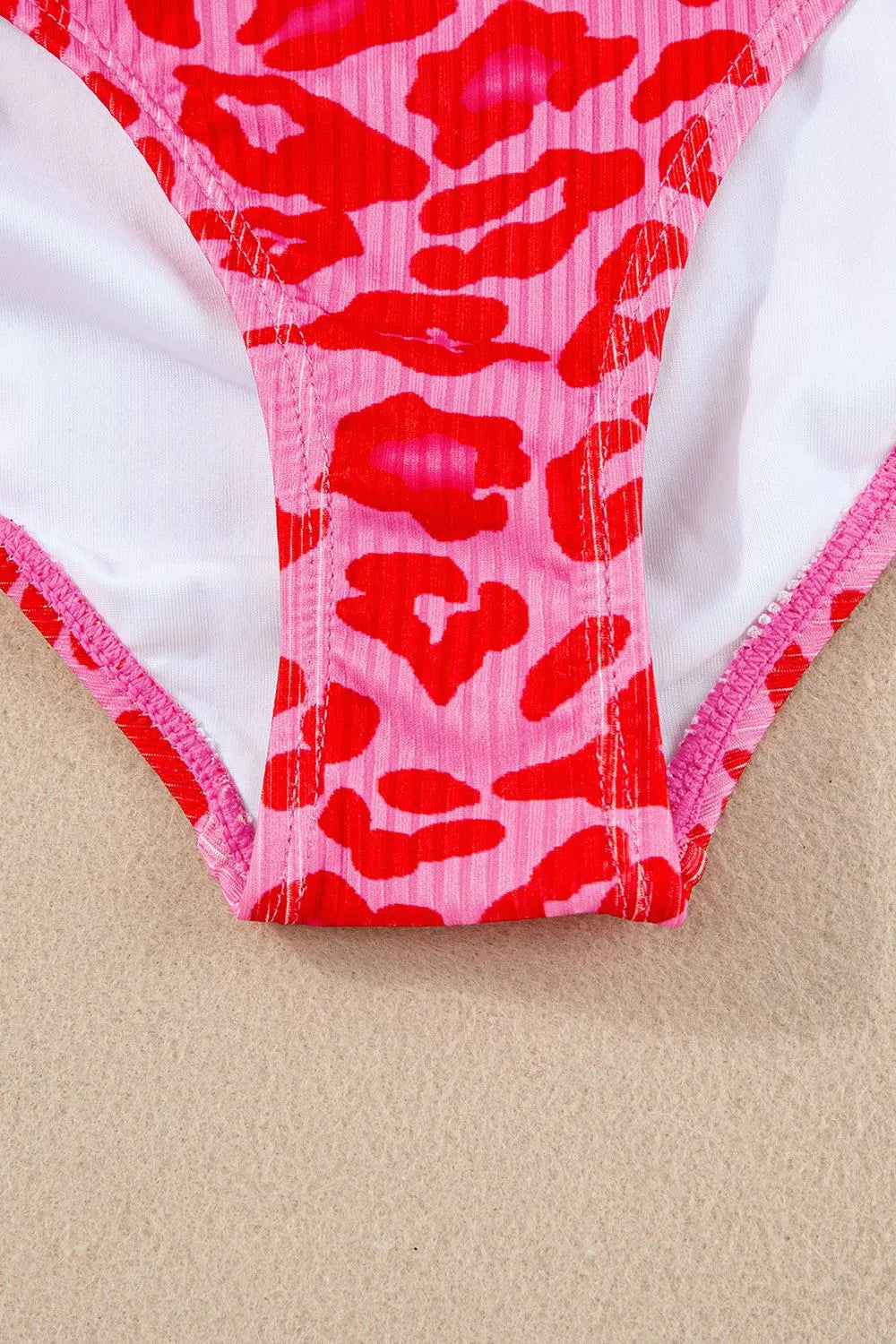 Leopard Cutout Ribbed Side Drawstring One-Piece Swimsuit - Velora Luxury Fashion