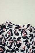 Leopard Print Buttoned Front 3/4 Sleeve Tiered Ruffled Hem Dress - Velora Luxury Fashion