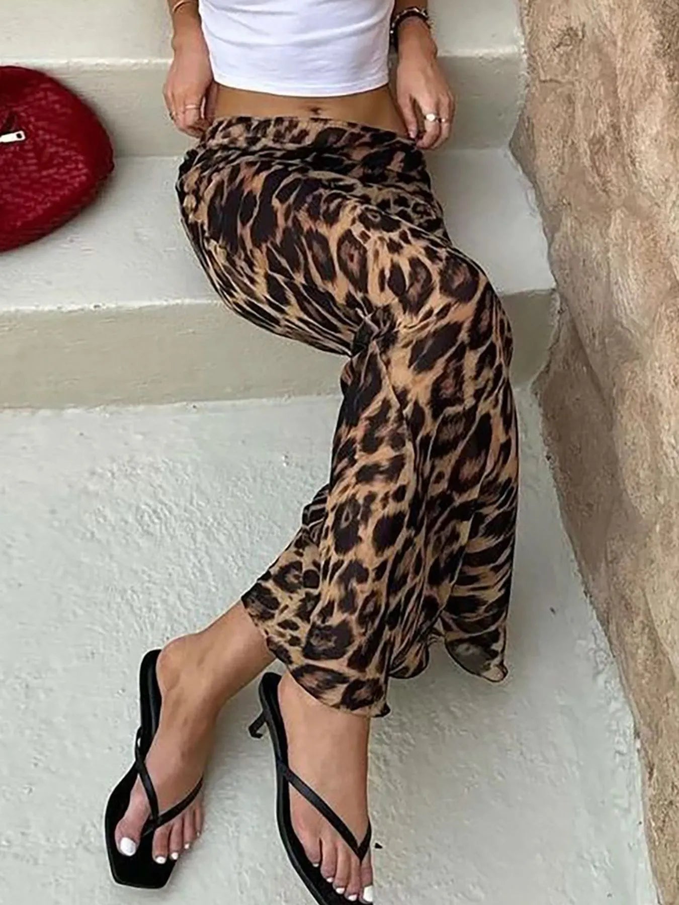 Leopard Print High Waist Flare Maxi Skirt - Velora Luxury Fashion