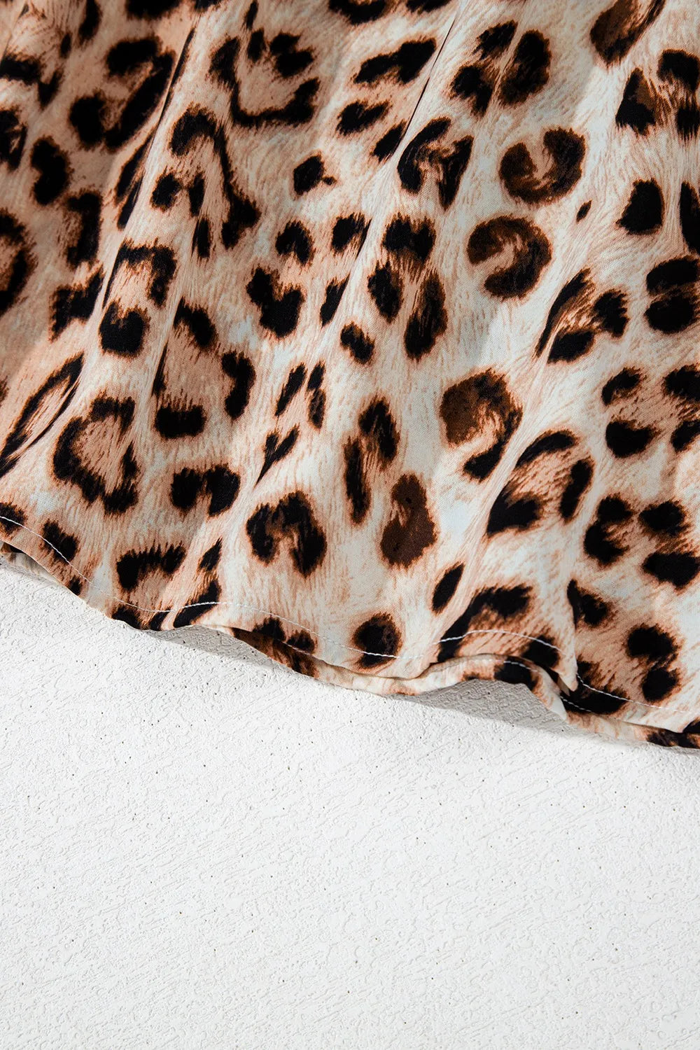 Leopard Print V-Neck Blouse with Contrast Trim - Velora Luxury Fashion