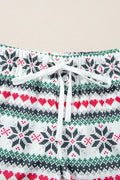 Letter Graphic Round Neck Top and Printed Shorts Lounge Set - Velora Luxury Fashion