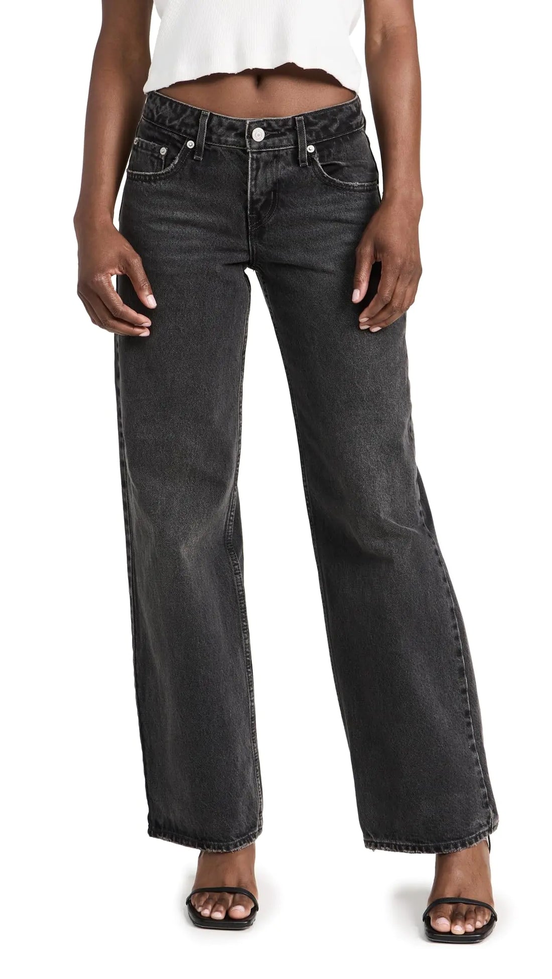 Levis Luxuriant Low-Rise Loose Jeans in Shadow Grey, Size 26 - Velora Luxury Fashion