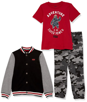 Levis Toddler Boys 3-Piece Graphic Outfit Set in Black and Red Camo - Velora Luxury Fashion