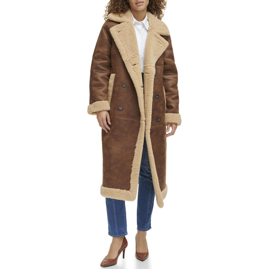 Levis Women's Brown Faux Shearling Coat - Velora Luxury Fashion