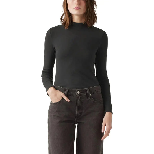 Levis Womens Effortless Long Sleeve Tee Shirt (New) Anthracite Night - Velora Luxury Fashion