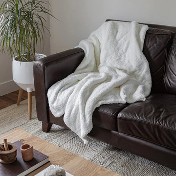 White Solid Double Layered Extended Throw